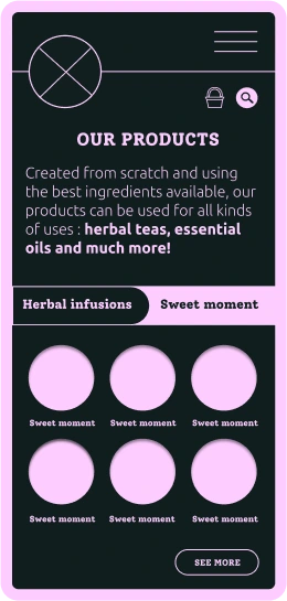 mobile wireframe herbal infusions