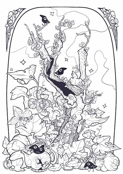 halloween crows on a tree