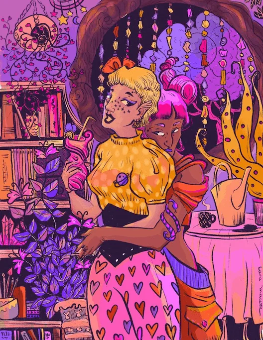 space lesbians hugging